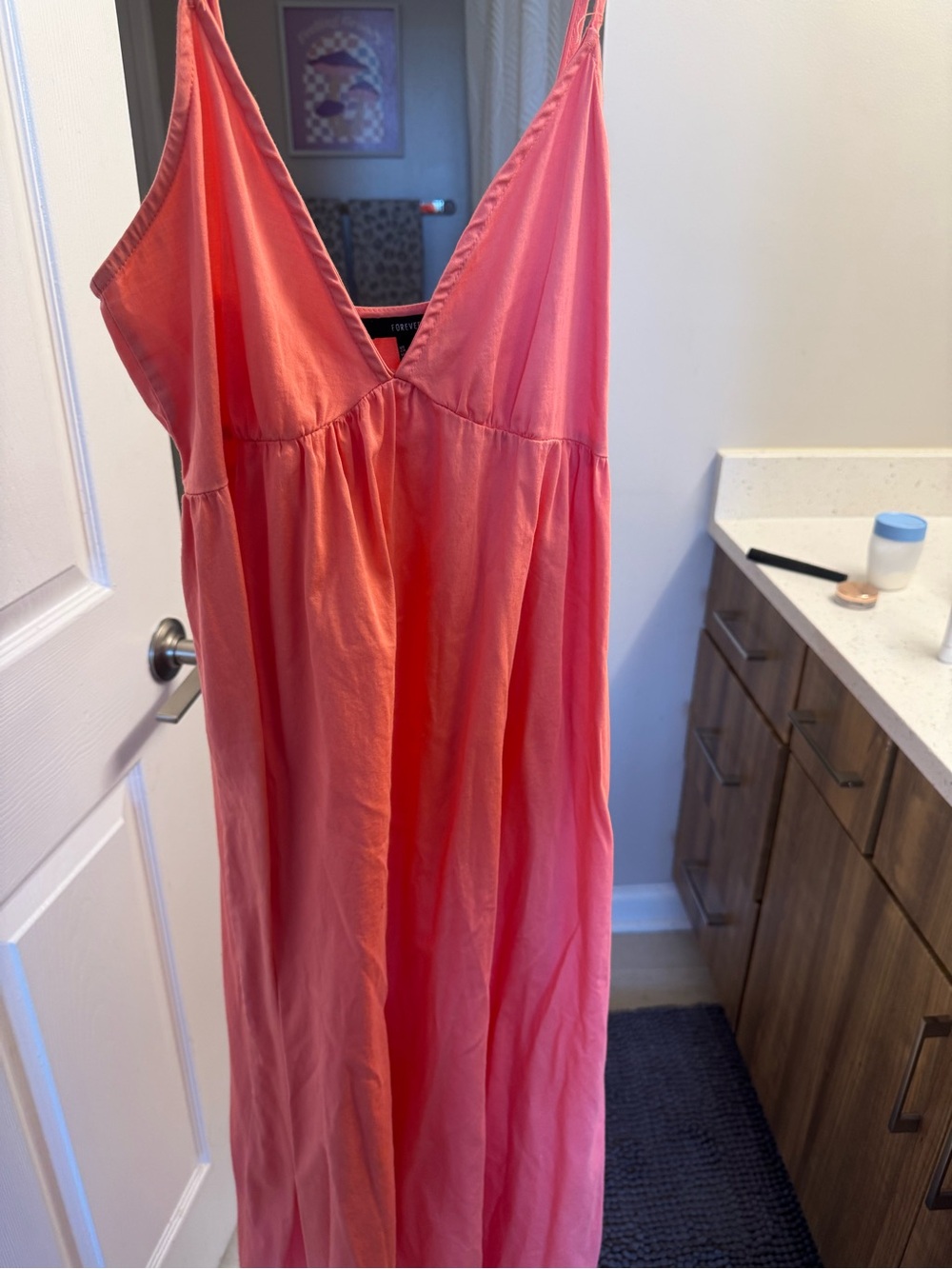 Pink Coral V-Neck Maxi Dress